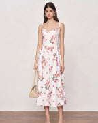 Floral Print Built-In Bra Cups Spaghetti Strap Midi Dress