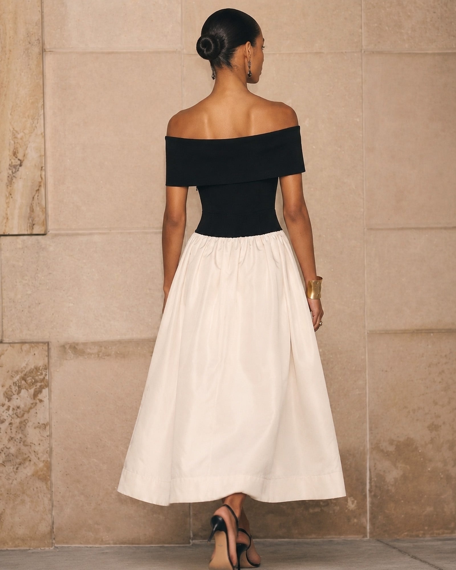 Panelled A-Line Midi Dress