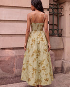 Abstract Print Full Skirt Resort Maxi Dress