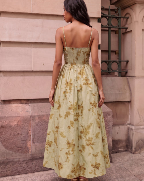 Abstract Print Full Skirt Resort Maxi Dress