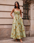 Abstract Print Full Skirt Resort Maxi Dress