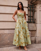 Abstract Print Full Skirt Resort Maxi Dress