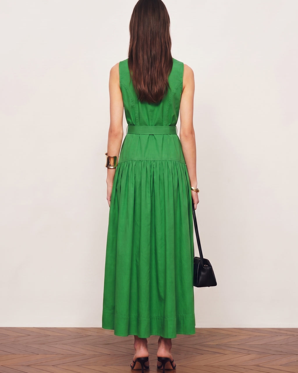Blazer Collar A-Line Maxi Dress (Belt Not Included)
