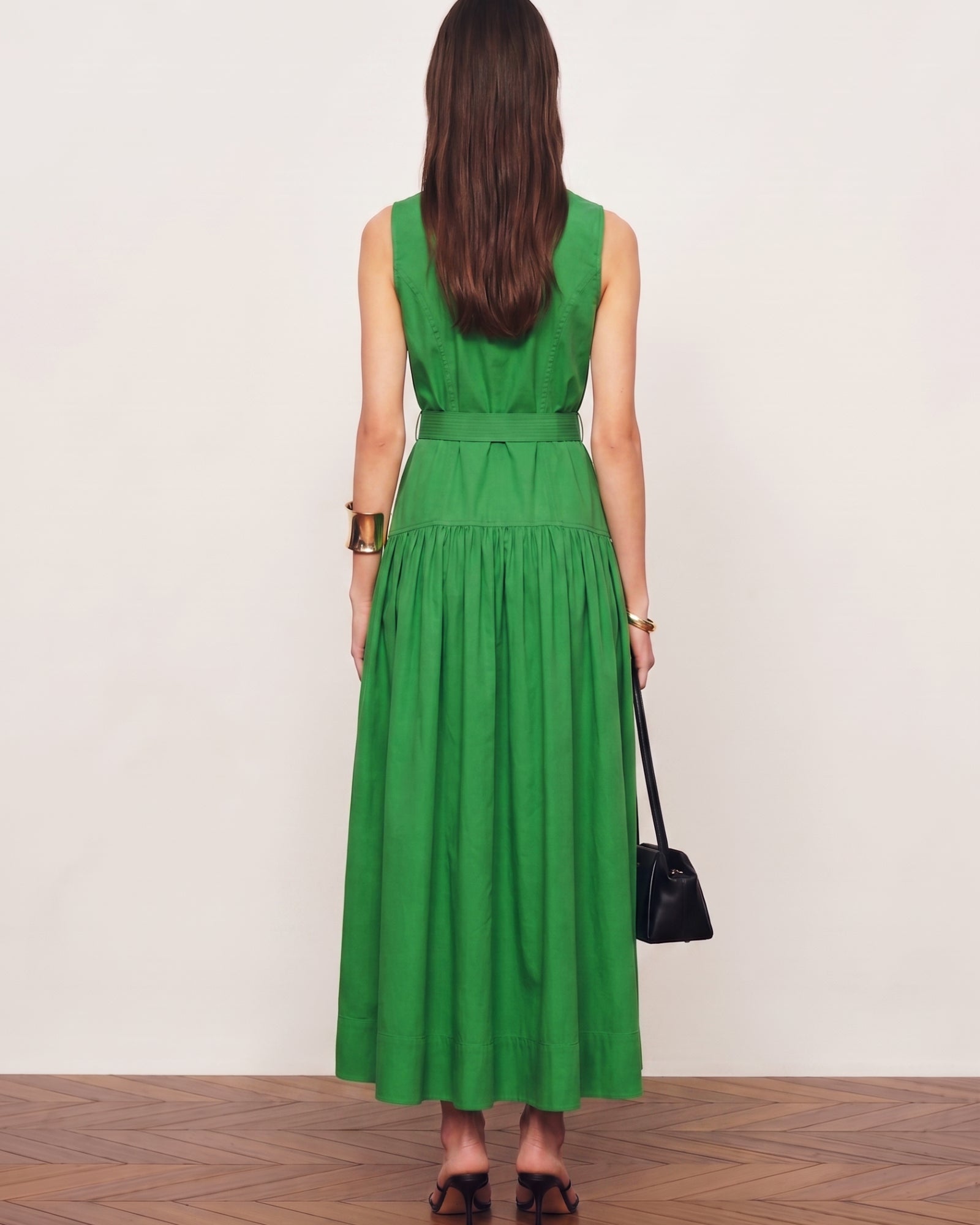 Blazer Collar A-Line Maxi Dress (Belt Not Included)