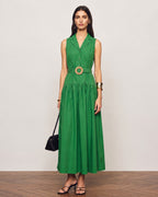 Blazer Collar A-Line Maxi Dress (Belt Not Included)