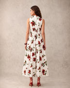 Floral Print Blazer Collar Vintage Maxi Dress