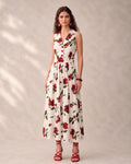 Floral Print Blazer Collar Vintage Maxi Dress
