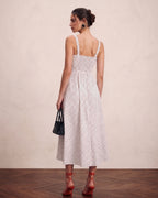 Polka Dot Print Built-In Bra Cups Midi Dress
