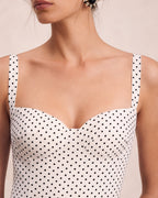 Polka Dot Print Built-In Bra Cups Midi Dress