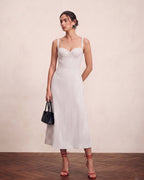 Polka Dot Print Built-In Bra Cups Midi Dress