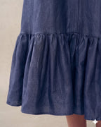 Lyocell Linen Shirt Collar Vintage Maxi Dress
