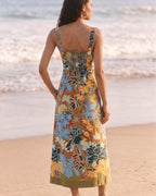 Lyocell Linen Floral Print Resort Maxi Dress