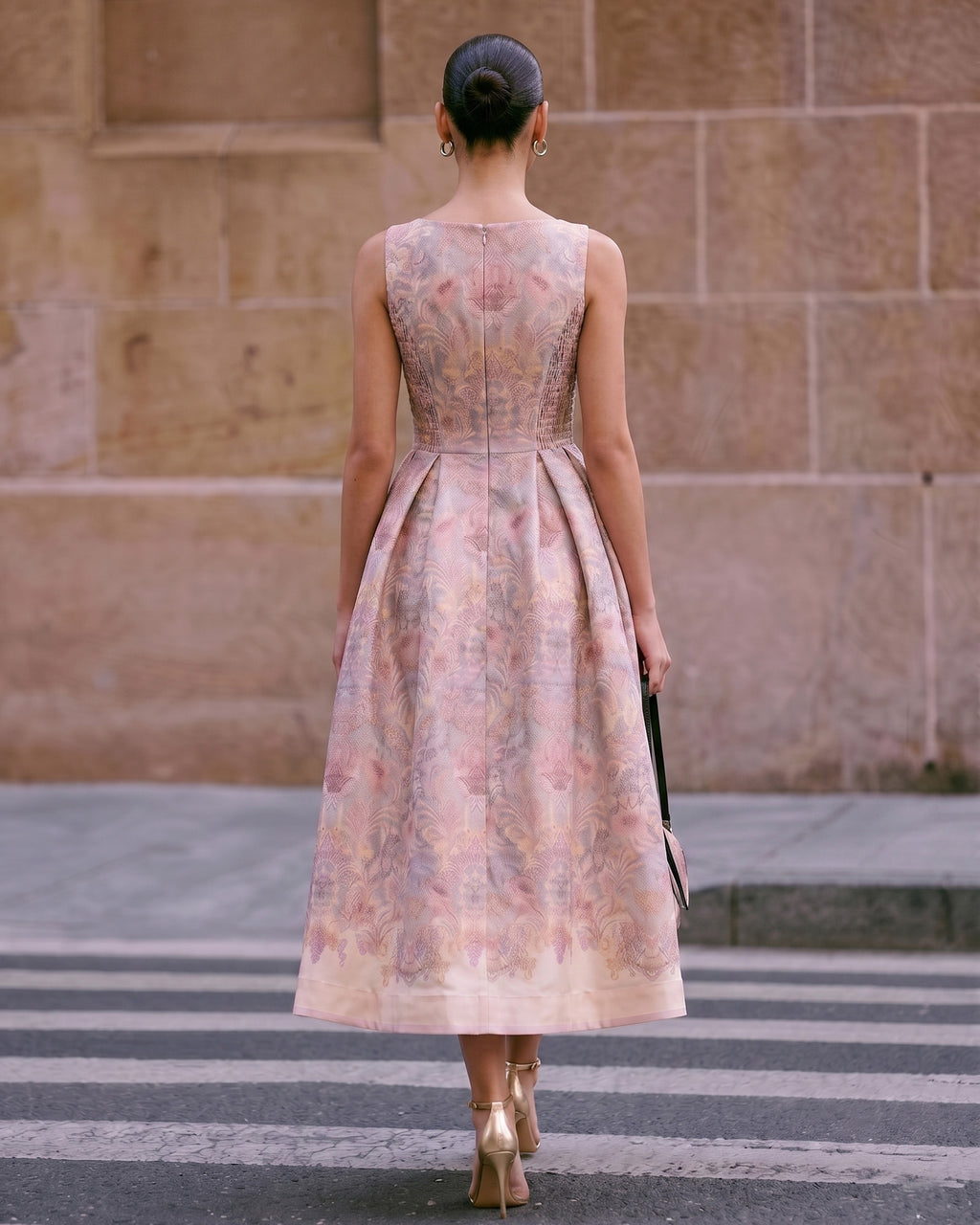 Lyocell Linen Smocked Side Vintage Midi Dress