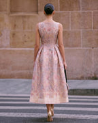 Lyocell Linen Smocked Side Vintage Midi Dress