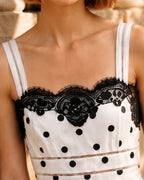 Polka Dot Lace Panel Vintage Dress Set
