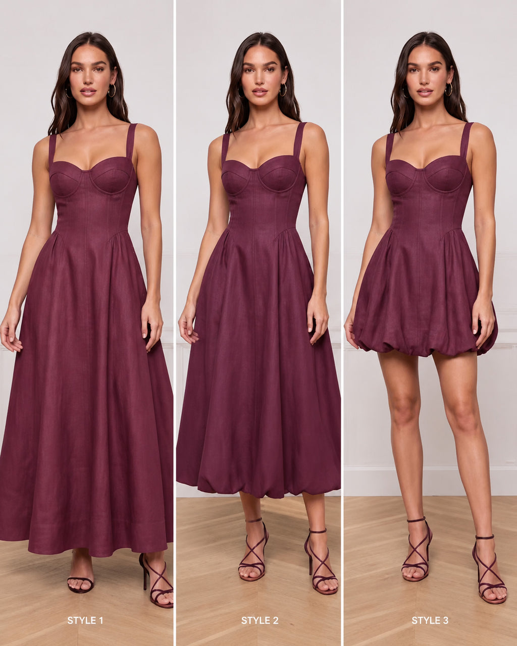 Cotton Linen Convertible Built-In Bra Vintage Maxi Dress