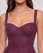 Cotton Linen Convertible Built-In Bra Vintage Maxi Dress